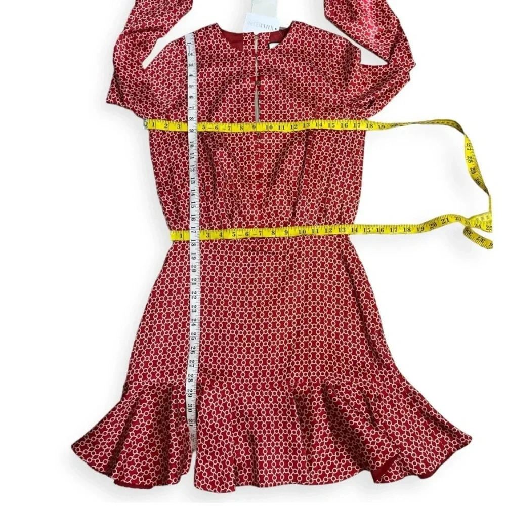 Alexis red and white silk sateen long sleeve mini dress size XS - Picture 7 of 10
